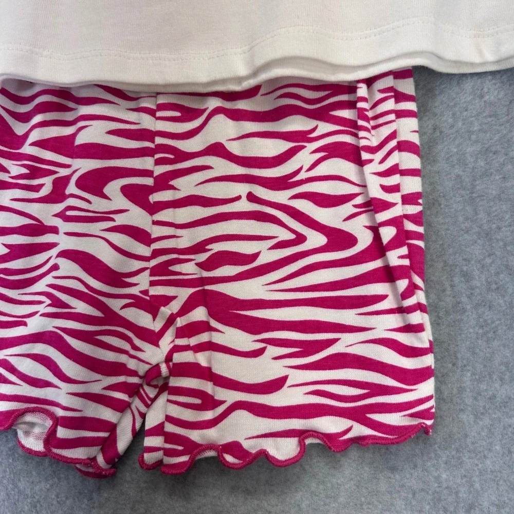 Zebra Graphic Toddler Pink Swiggles Shorts Set Glitter Lettuce Edge 18M
